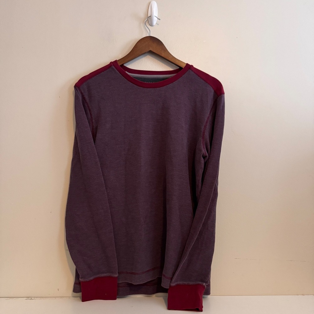 Banana Republic Men's Sz M Waffle Knit Thermal Long Sleeve Purple Layers Fall